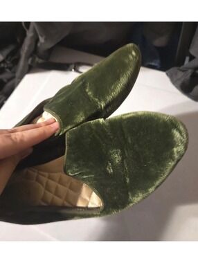 Birdies green velvet loafer flats